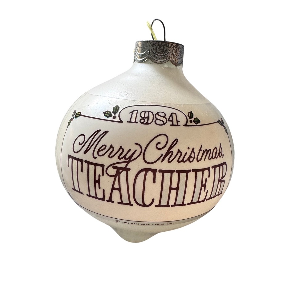 1984 Merry Christmas Teacher Ornament Hallmark Vintage Holiday Gift‎